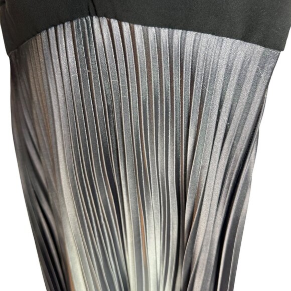 VTG Whimsigoth Betsy & Adam Baby Doll Maxi Dress Black Silver Pleated Ombre Sz 6 - Picture 6 of 8